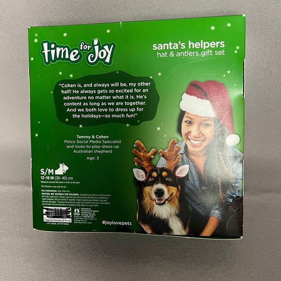 NWT Santa's Helper Unisex Hat and Pet Antler Gift Set Size Small - Medium - Picture 4 of 10